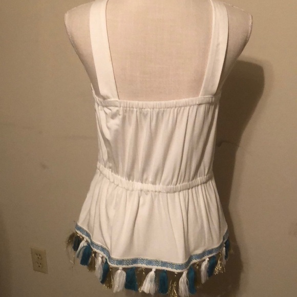 Boston proper top with fringe, white, xsmall - Picture 4 of 7
